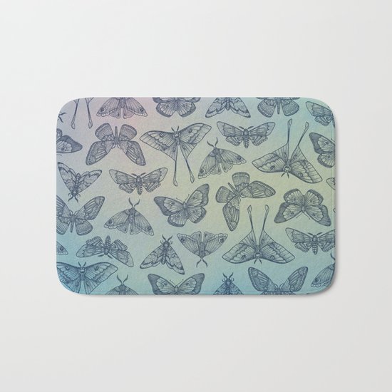 Lepidoptera Blue Bath Mat