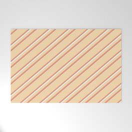 [ Thumbnail: Tan, Dark Salmon & Mint Cream Colored Lines Pattern Welcome Mat ]