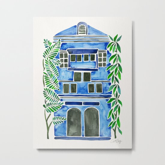 Tropical Blue House Metal Print