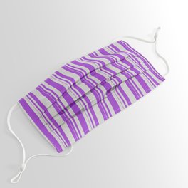 [ Thumbnail: Light Gray & Dark Orchid Colored Striped/Lined Pattern Face Mask ]