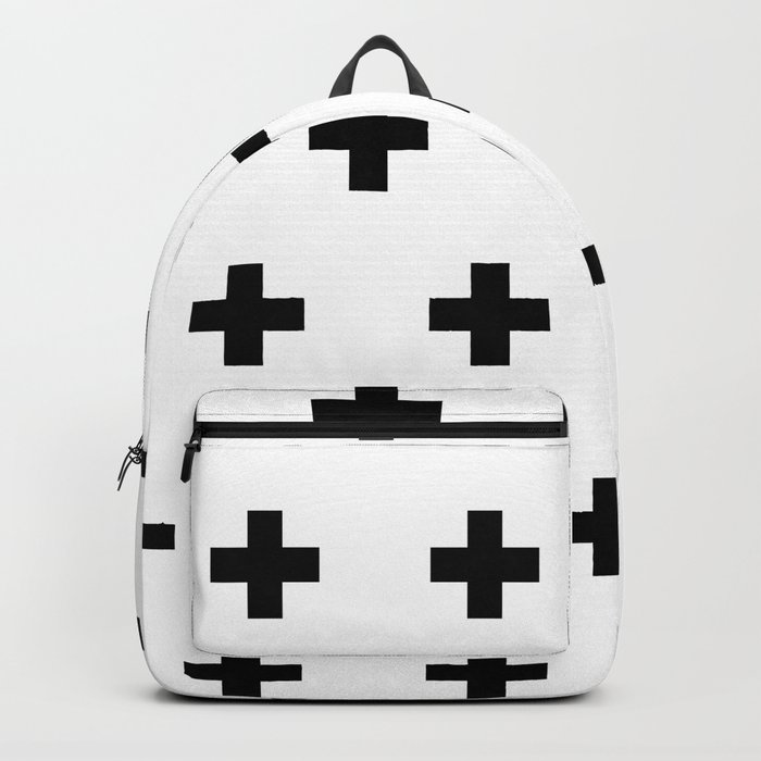 Cross Pattern White and Black Backpack