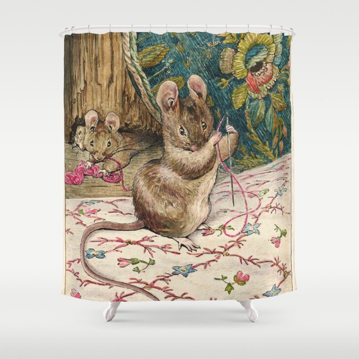 The Mice at Work Threading The Needle Beatrix Potter Shower Curtain