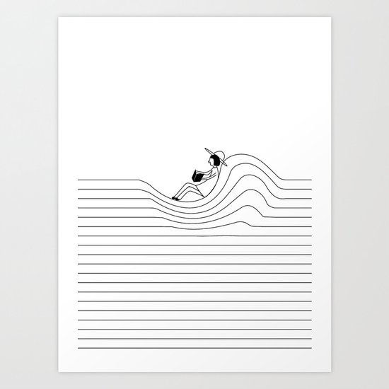 Reading in silence Art Print