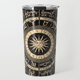 Vintage Zodiac & Astrology Chart | Charcoal & Gold Travel Mug