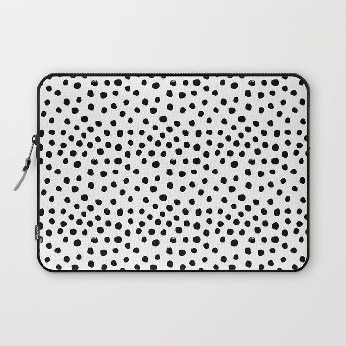 Preppy black and white dots minimal abstract brushstrokes painting illustration pattern print Laptop Sleeve