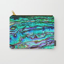 Glowing Aqua Abalone Shell Mother of Pearl Carry-All Pouch