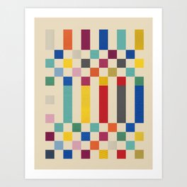 Modern Playful Checkered Abstract Art Print