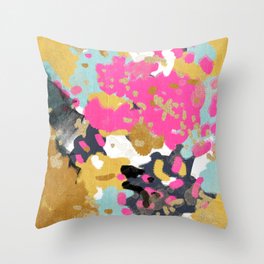 Sacha - abstract painting boho color palette bright happy dorm college abstract art Throw Pillow