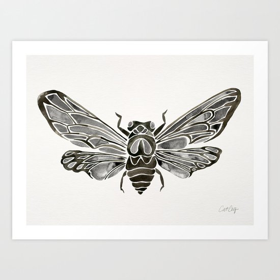 Summer Cicada – Black Palette Art Print