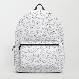 Dinosaurs Outline Pattern Backpack | Black and White, Vector, Jezkemp, Graphicdesign, Tyrannosaurusrex, Minimal, Digital, Pterodactyl, Dinosaurs, Patterned 