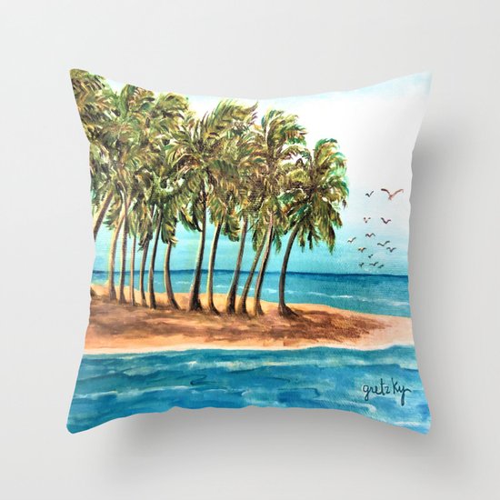 Private Island Painting Throw Pillow