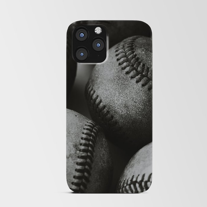 Old Baseballs in Black and White iPhone Card Case
