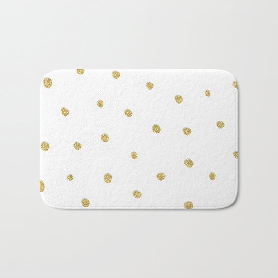 Golden touch I - Gold glitter small polkadots pattern- Confetti on #Society6 Bath Mat