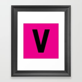 Letter V (Black & Magenta) Framed Art Print