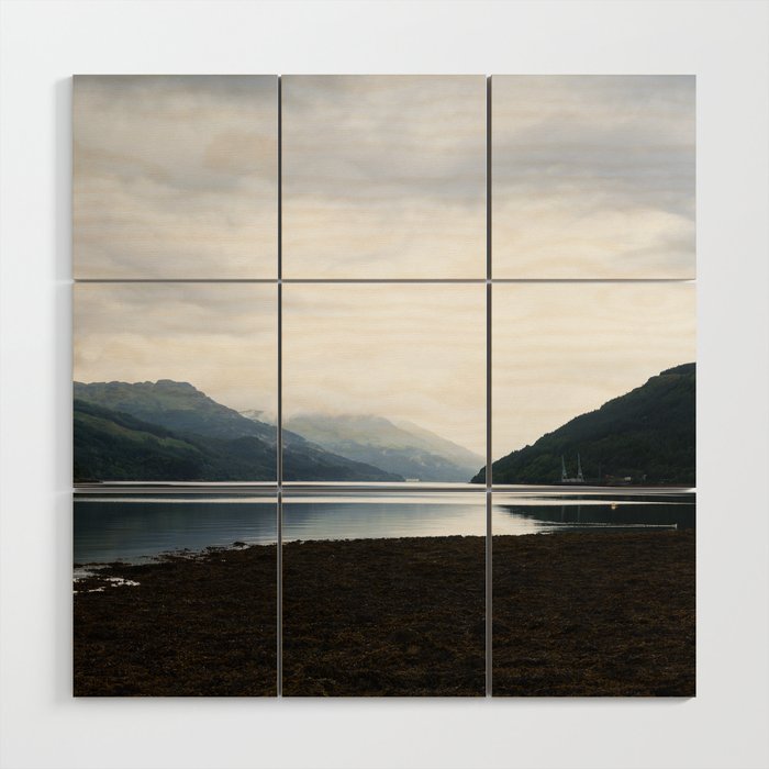 Panoramic view over Gare Loch Argyll and Bute Scotland Wood Wall