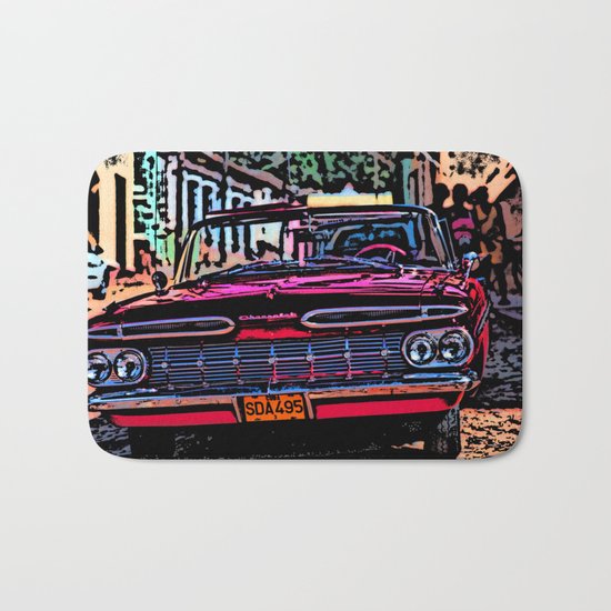 Old american car in Trinidad, Kuba Bath Mat