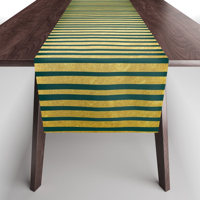 Linear Gold & Emerald Table Runner by Caitlin Workman Society6