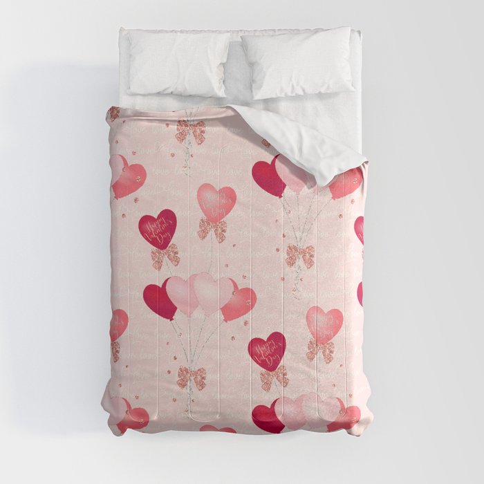 Valentine's Day Heart Balloons Pattern Comforter