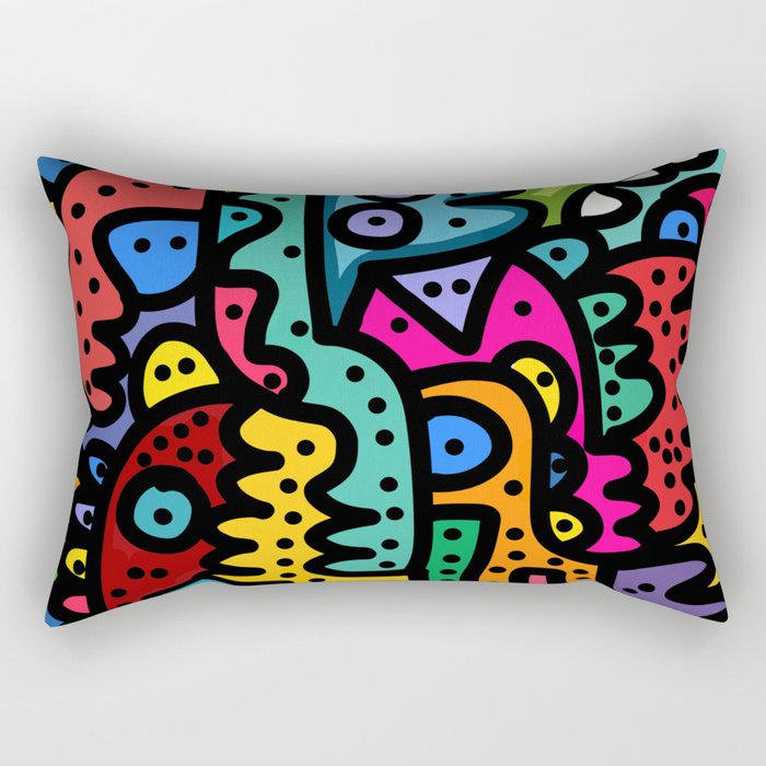 Party's Monsters Happy Street Art Graffiti Pattern Rectangular Pillow