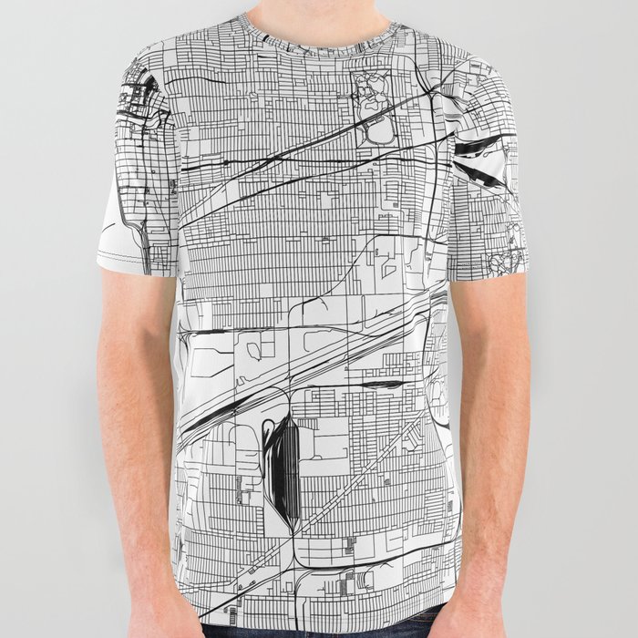 Chicago Map All Over Graphic Tee