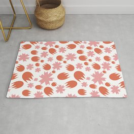 Coral Floral Area & Throw Rug