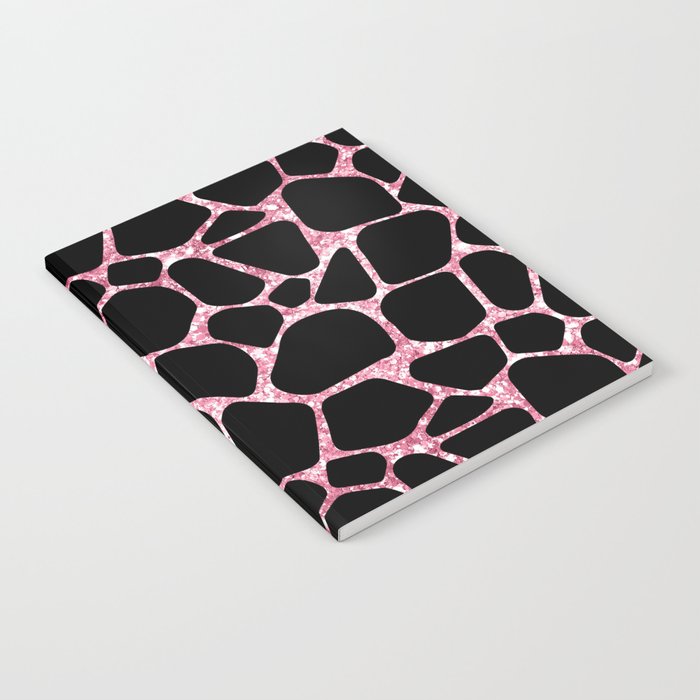 Black Pink Giraffe Skin Print Notebook