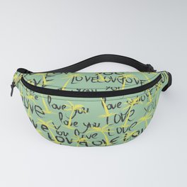 Love You Test Pattern Design Palms Green  Fanny Pack