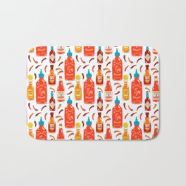 Hot Sauce and Chili Peppers Bath Mat | Spicy, Orange, Red, Chili, Pattern, Sauce, Mexican Food, Food, Pepper, Chili Pepper 
