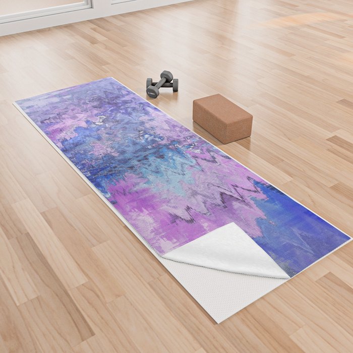 Distorted Surreal Artwork In Pastel Pink And Purple Yoga Towel