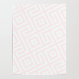 Girly Blush Pink White Geometric Abstract Argyle Pattern Poster