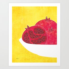 Pomegranates on Yellow Art Print