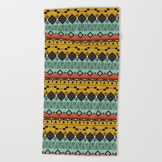 Colorful Aztec pattern. Beach Towel
