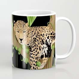 jaguar tropical plants flower pattern Coffee Mug