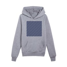 Wave lines - Navy Blue Solid State Kids Pullover Hoodies