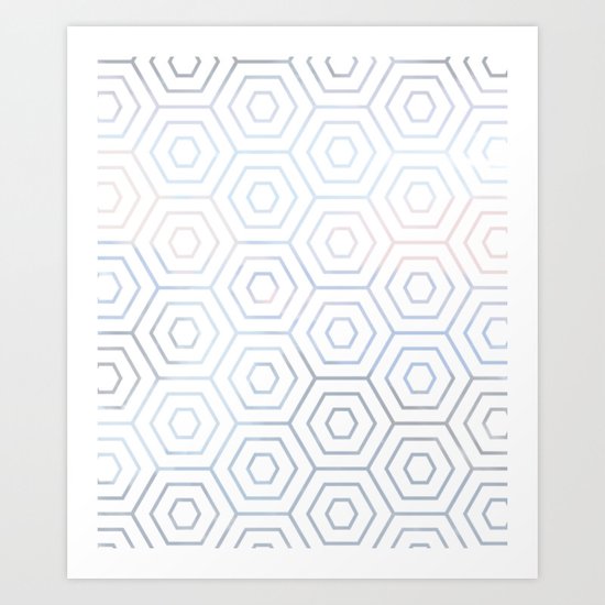 Bee Hive Pattern Blue No.2 Art Print
