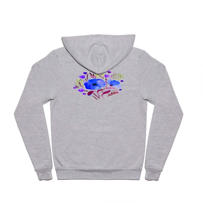 Flower bouquet with poppies - blue and purple Hoody