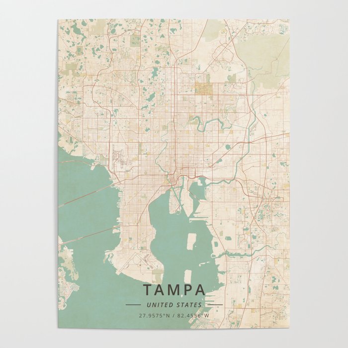 Tampa, United States - Vintage Map Poster