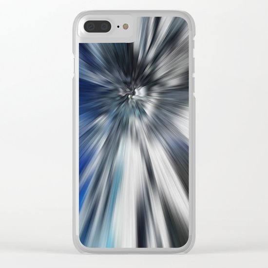 Abstract Black And Blue Starburst Clear iPhone Case