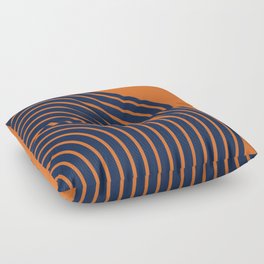 Abstract Geometric Lines 33 in Navy Blue Orange (Rainbow) Floor Pillow