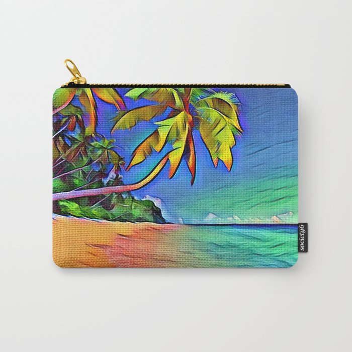 Coconut Beach vibrant, colorful, paint, beauty, beach  Carry-All Pouch
