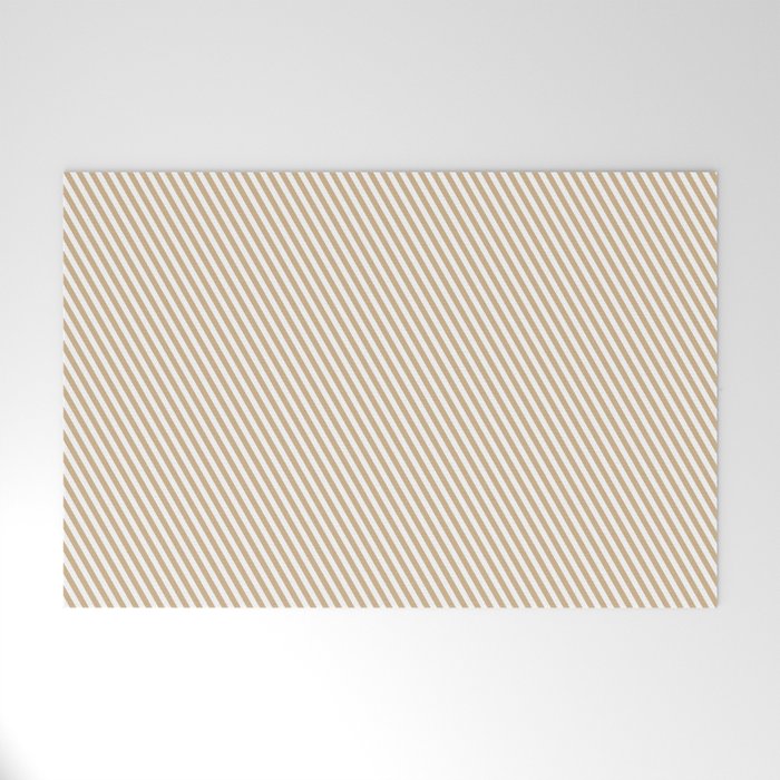 White and Tan Colored Stripes/Lines Pattern Welcome Mat