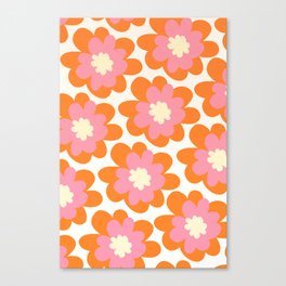 Pink and Orange Flower Pattern Canvas Print
