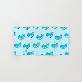 Relaxing tiger teal-blue background Hand & Bath Towel