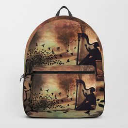 The Harpist in the Forest Fantasy Art Backpack