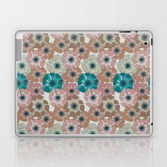 teal green and ecru floral poppy arrangements Laptop & iPad Skin