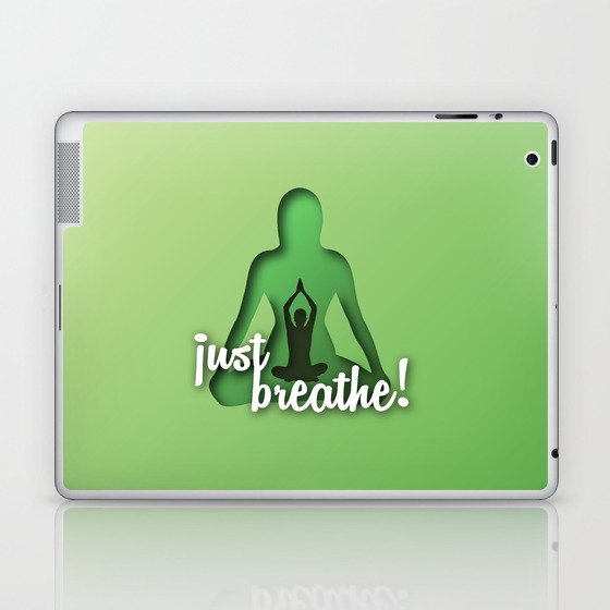 Yoga and meditation quotes paper cut out effect green Laptop & iPad Skin