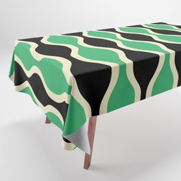 Classic Retro Ogee Pattern 937 Black and Green Tablecloth