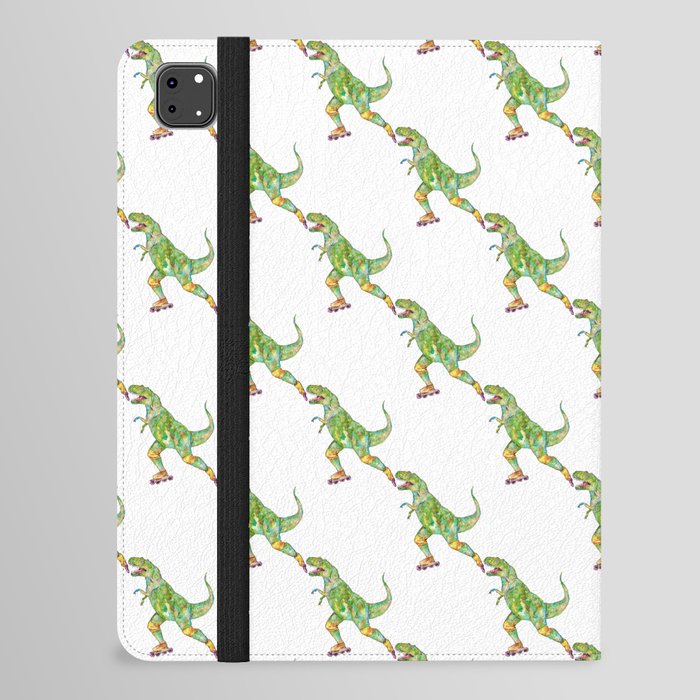 T-rex roller skating dinosaur painting  iPad Folio Case