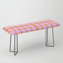 Pink On Orange Polka Dots Retro Modern Abstract Pattern Bench