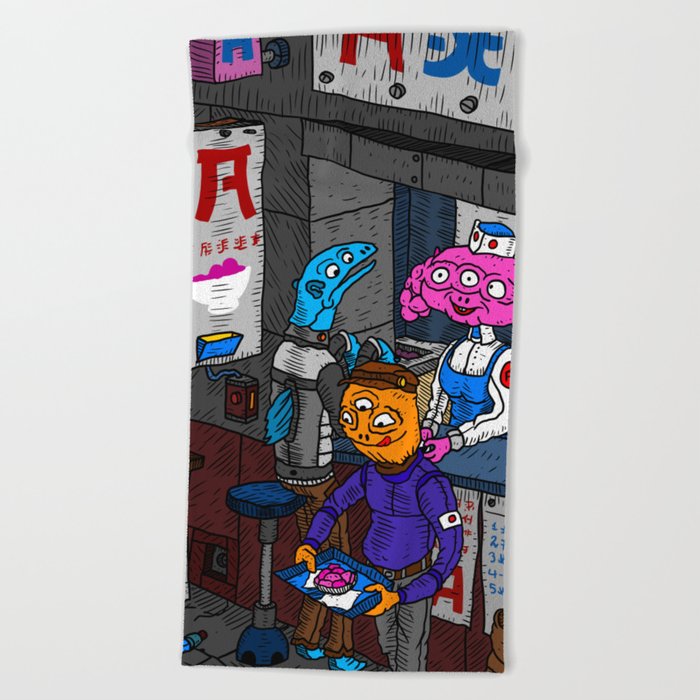 exotic street food Beach Towel